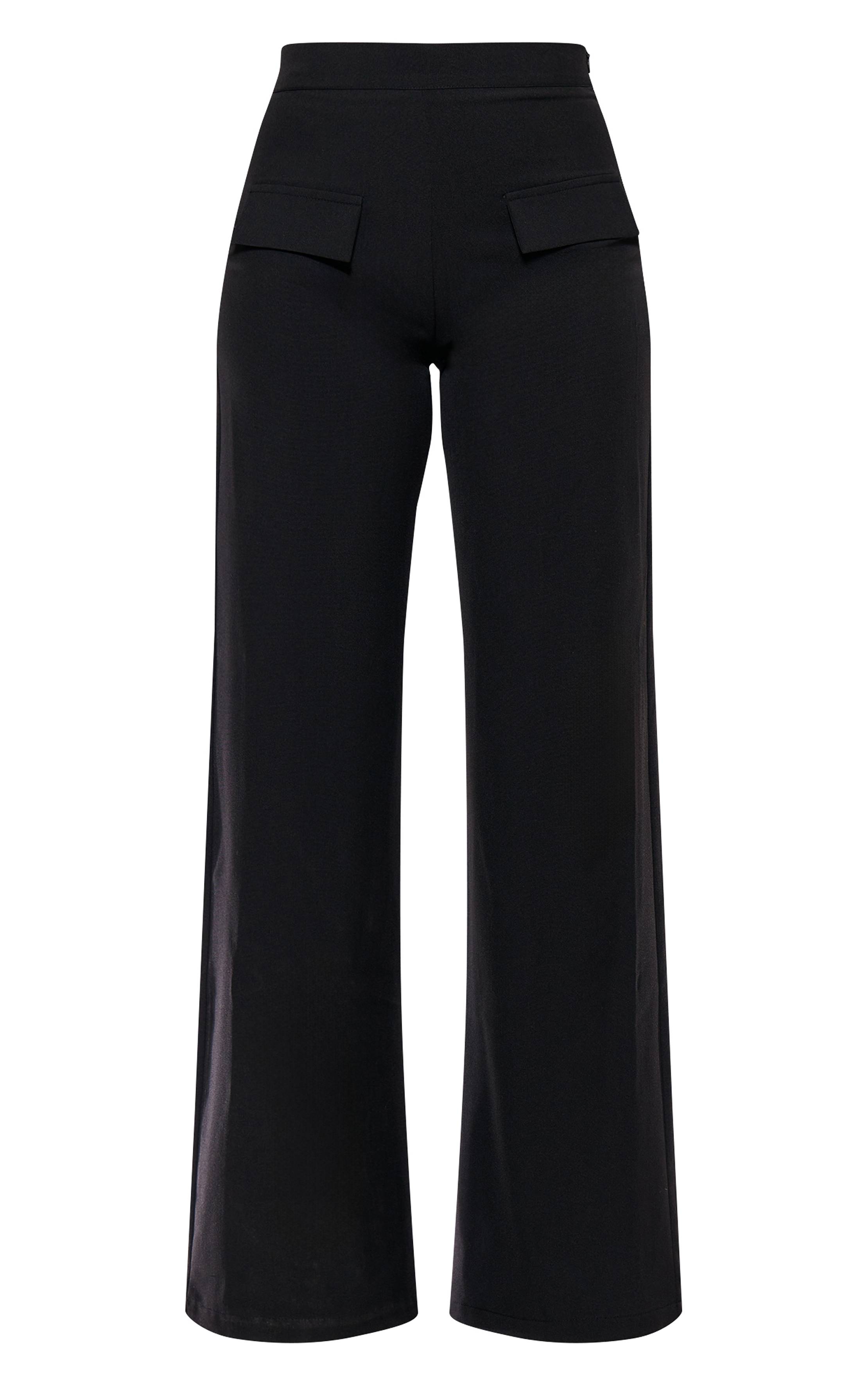 Noir Pantalon Large Tailleur Tissé À Détail De Poches Coordonné