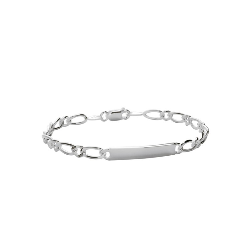 Gourmette Homme - Argent 925 - Cheval alternée 1+1 - Largeur : 4 mm - Longueur : 18 cm