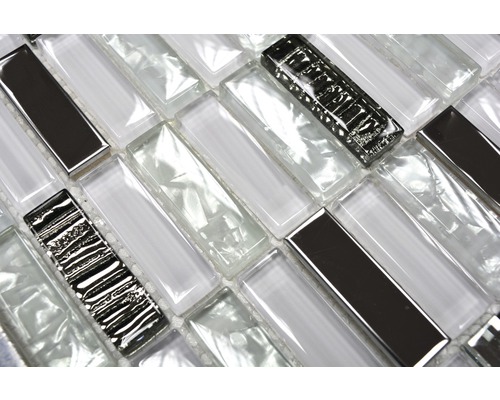 Glasmozaïek met metaal XCM SM28 30,0x30,0 cm wit mix