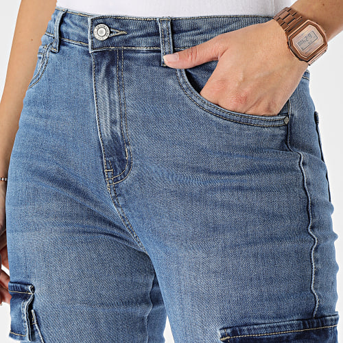 Pantalon Cargo Jean Femme Bleu Denim