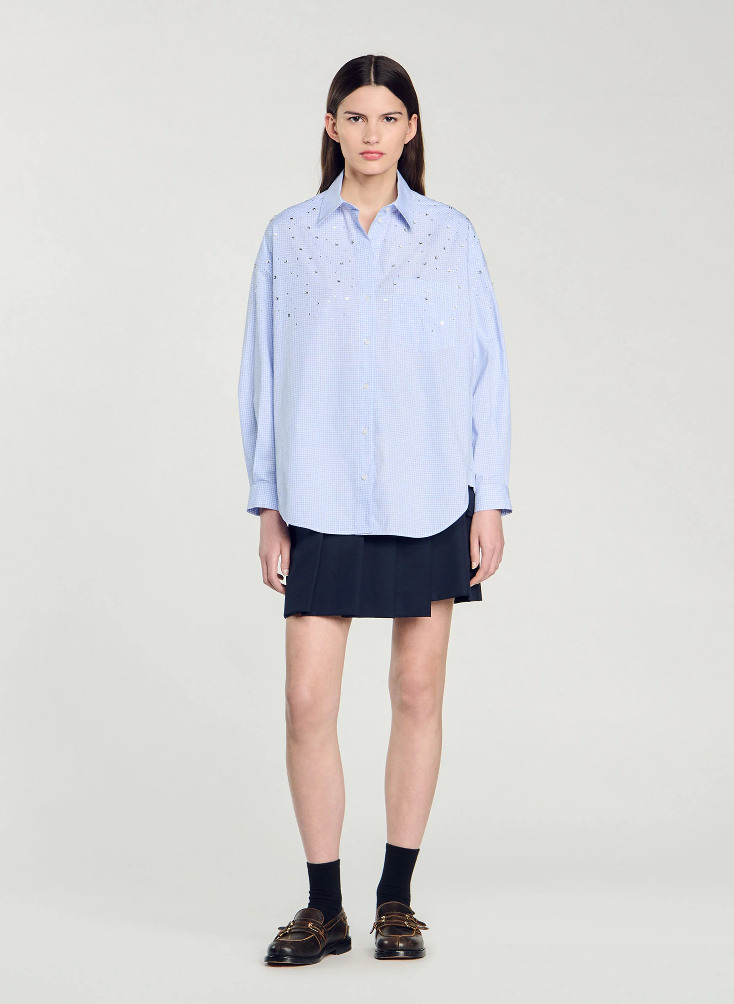 Chemise col classique à carreaux de vichy | Bleu