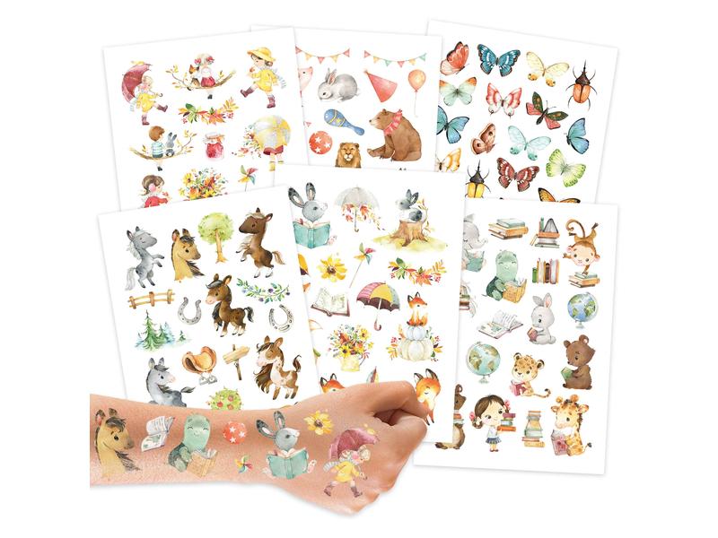 Papierdrachen Tattoo Set Pferde und Lesefreunde 6 Bögen