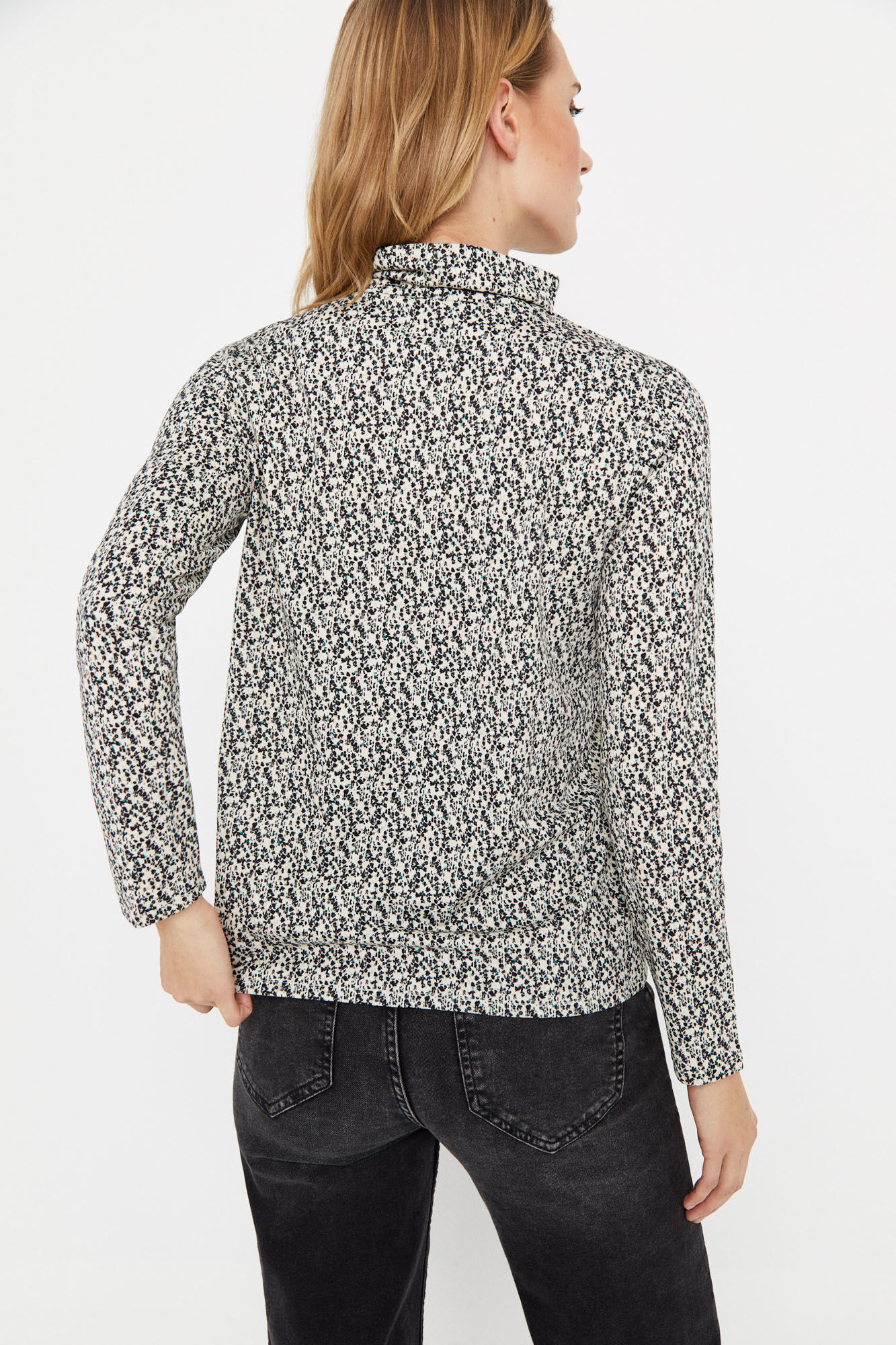 Camiseta de gola alta estampada - Estampa branca