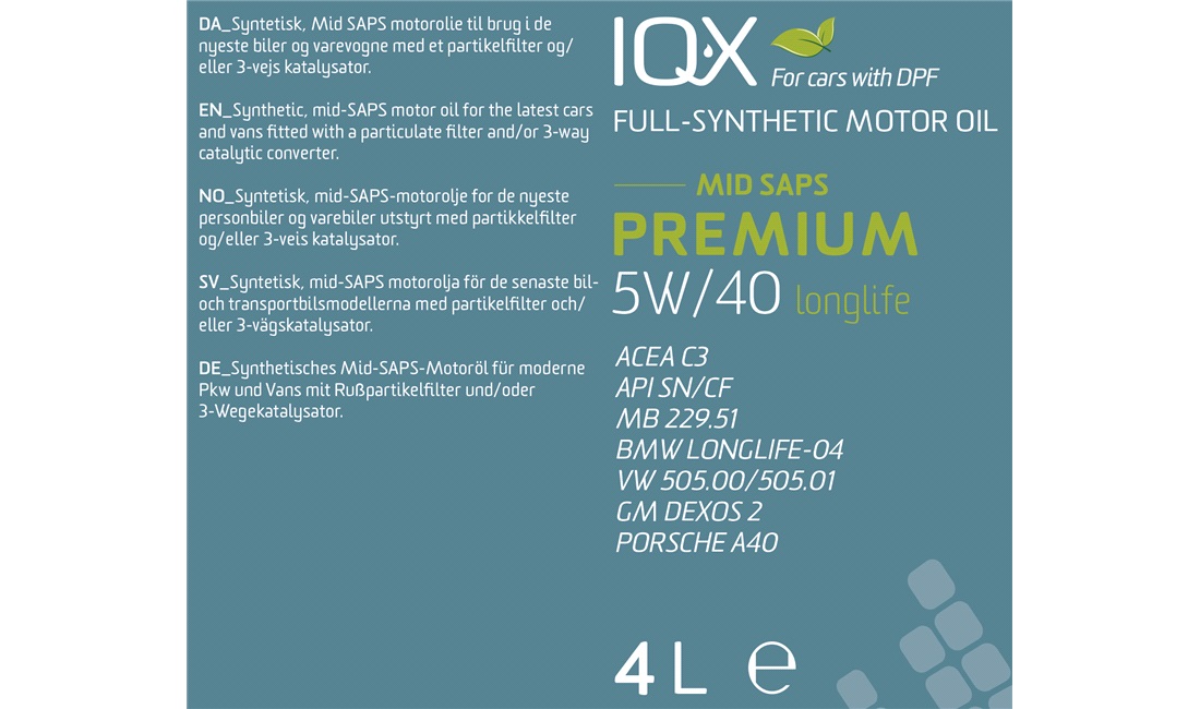 IQ-X Premium 5W/40 4 liter C3