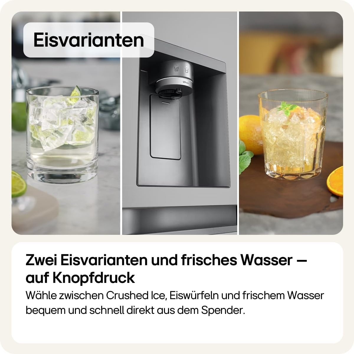 LG GSLE81PYBC Side by Side Kühlschrank | Klasse C | 628 L | Eis- | Crushed Ice- Wasserspender mit UVnano | Total No Frost | Smart Inverter Kompressor, Wi-Fi