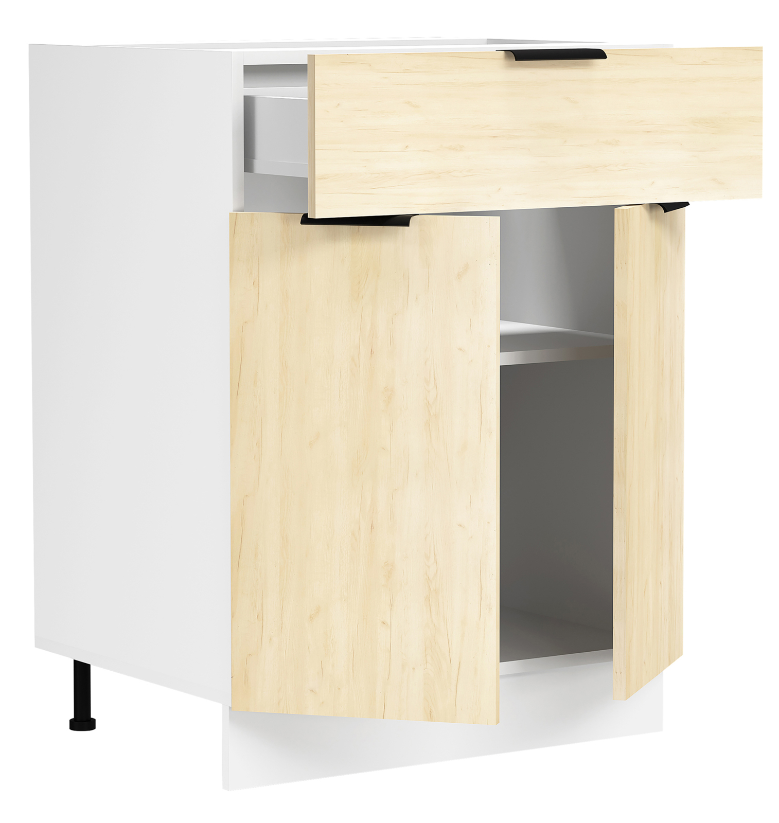 Unterschrank FASOLA - weiß - Honig Eiche - mit Schubkasten - 60 cm
