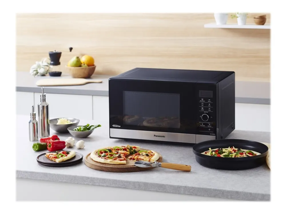 Panasonic NN-GD38 - Mikrobølgeovn med grill - 23 liter - 1000 W - rustfrit stål/sort