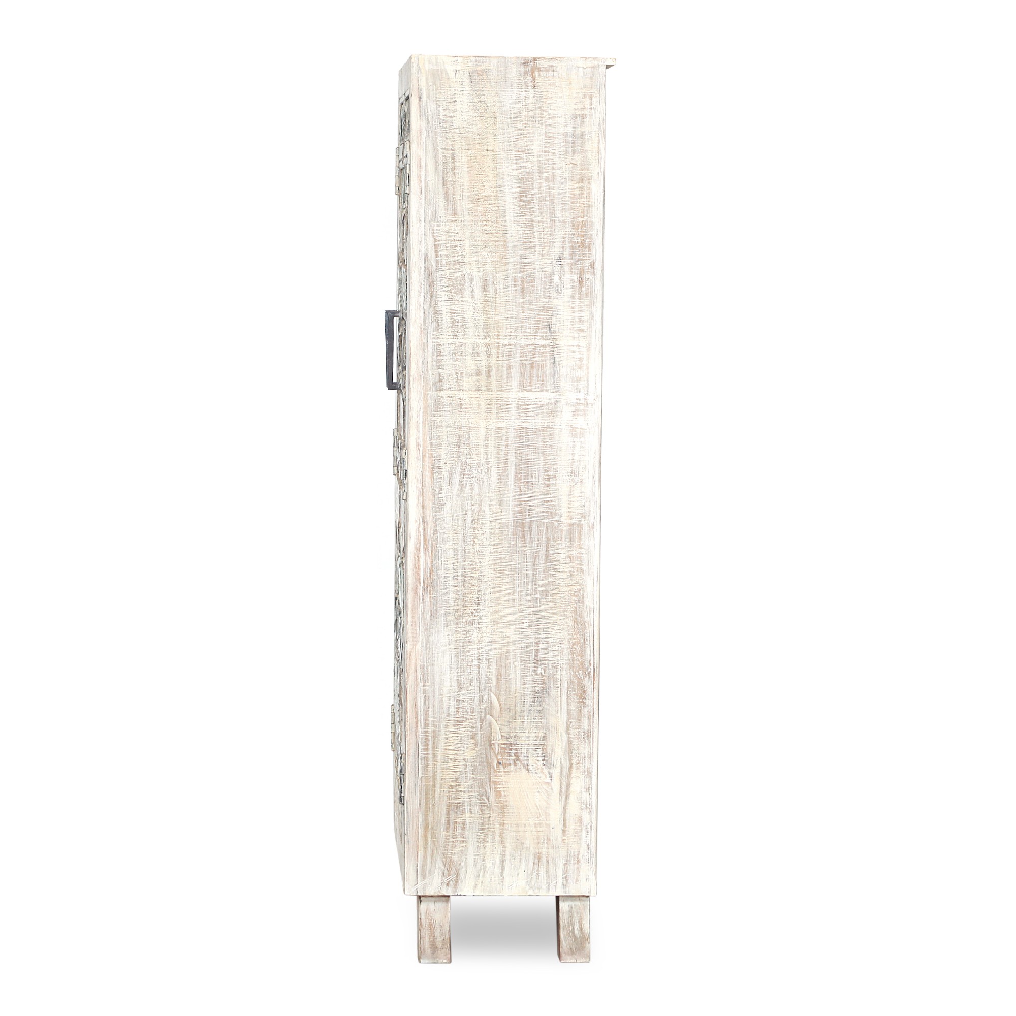 Schrank 'Shaja', 2türig, weiß gekälkt, multicolor, H 180 cm, B 90 cm, L 40 cm von fischer's lagerhaus
