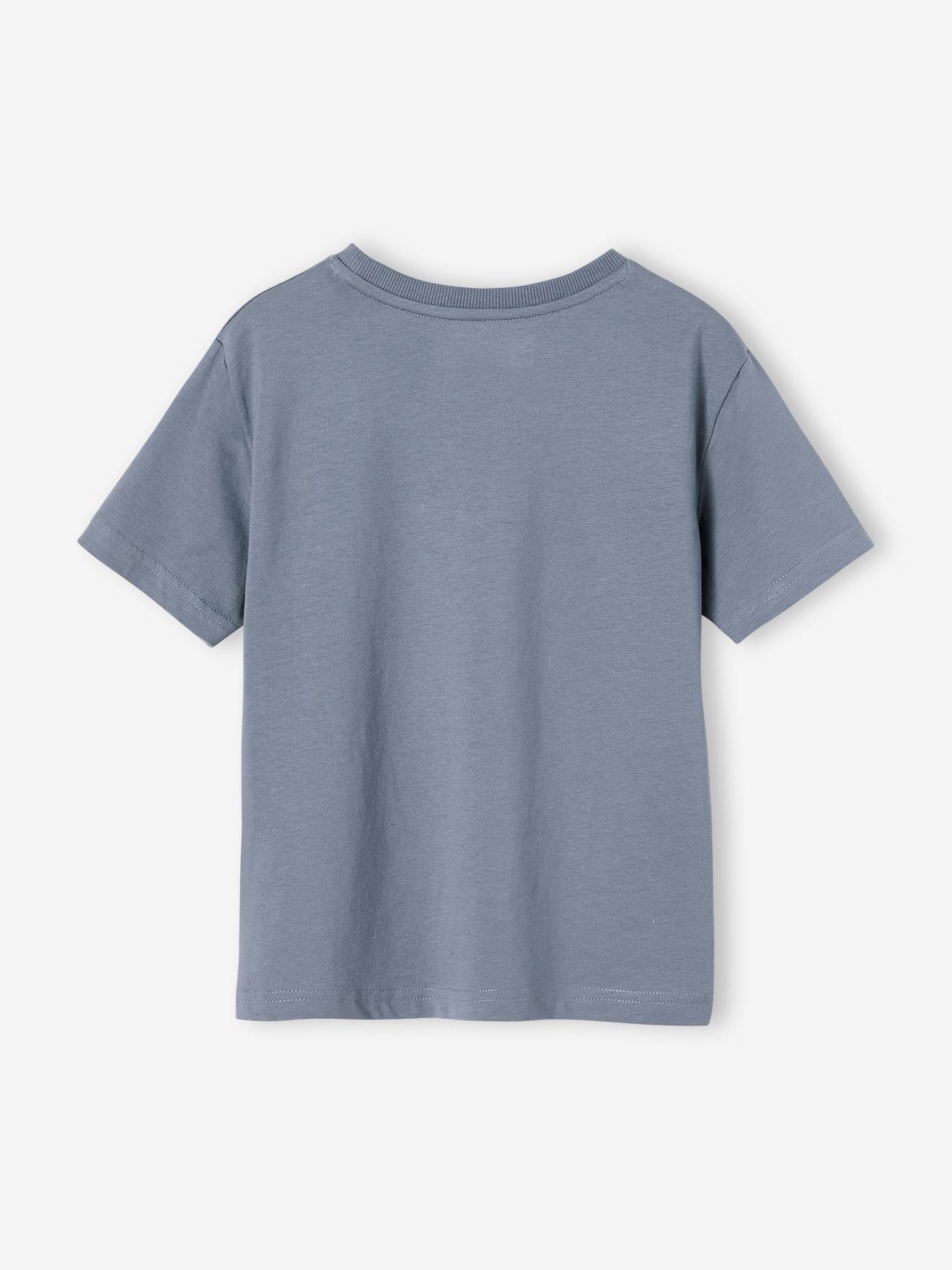 Camiseta infantil com estampa de paisagem e detalhes em relevo, cor creme.