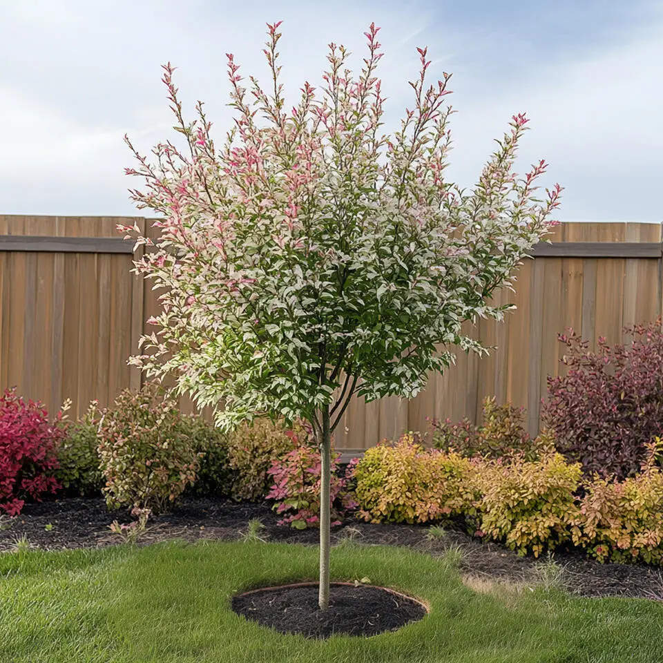 Bonte dwergwilg - Set van 4 - Salix integra 'Flamingo' - Hoogte 60-80cm - ⌀17cm