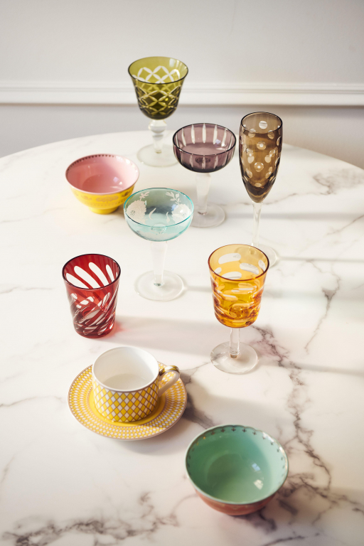 POLSPOTTEN Mulicolour Cuttings Coupe glazen set van 6