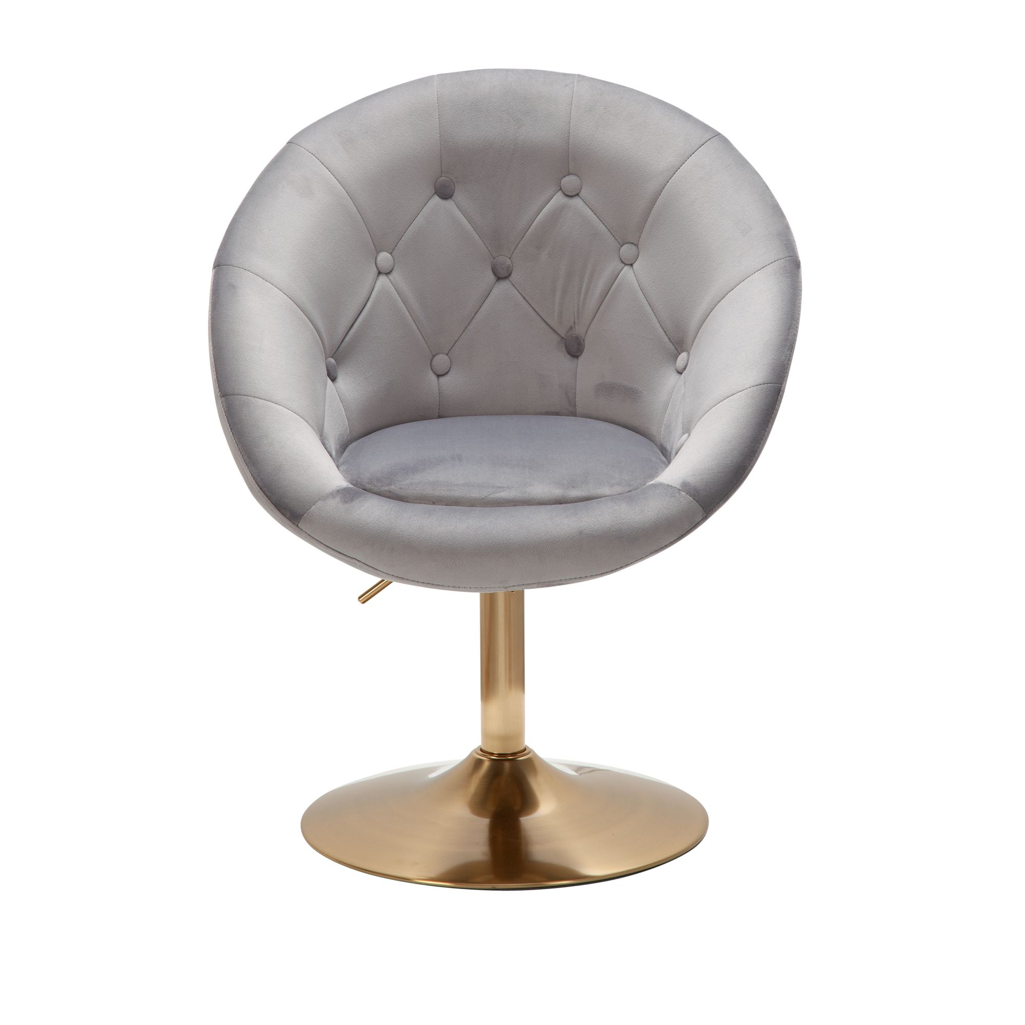 KADIMA DESIGN Chesterfield-Loungesessel ADDA: 360° Drehfunktion, Samtbezug, Trompetenfuß, 67x80-100x62 cm, Rosa/Blau/Grau.