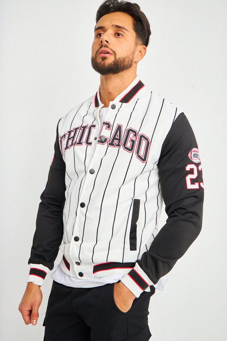 Bomber Chicago blanc à rayures