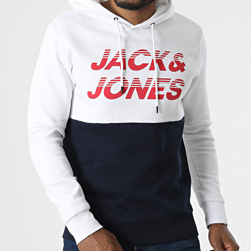 Sweat Capuche Break Blanc Bleu Marine