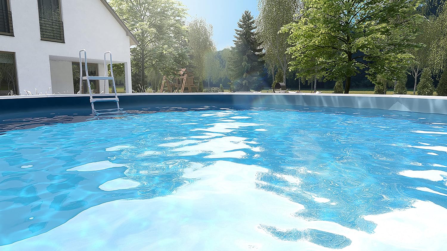 Steinbach Stahlwandpool Set Nuovo de Luxe II – 012151 – Ø 460 x 120 cm – Robuster Pool in Weiß für bis zu 17.900 l Wasserinhalt – Mit winterfester blauer Innenfolie und zahlreichem Zubehör