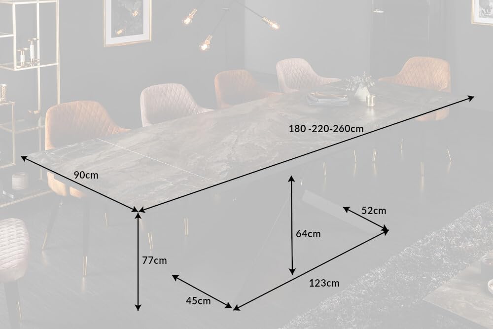 invicta INTERIOR Ausziehbarer Esstisch Euphoria 180-220-260cm Taupe Keramik Made in Italy