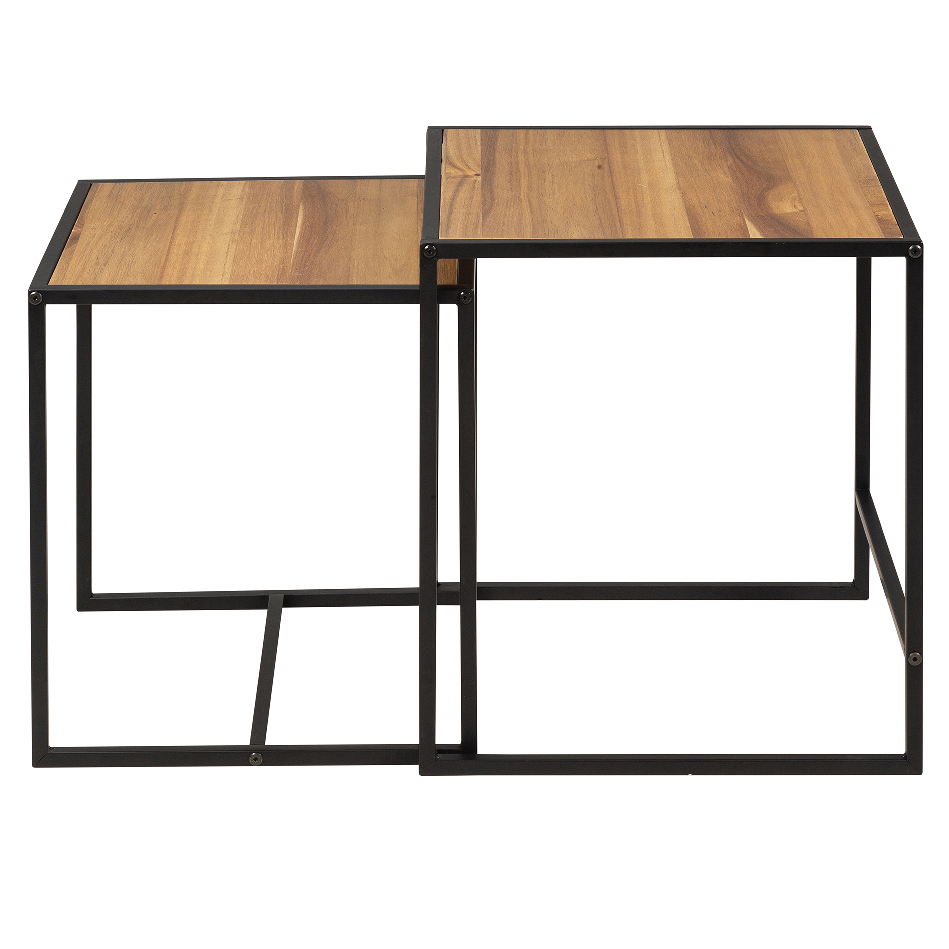 2er-Set Beistelltisch - Akazie - schwarz - 45 cm