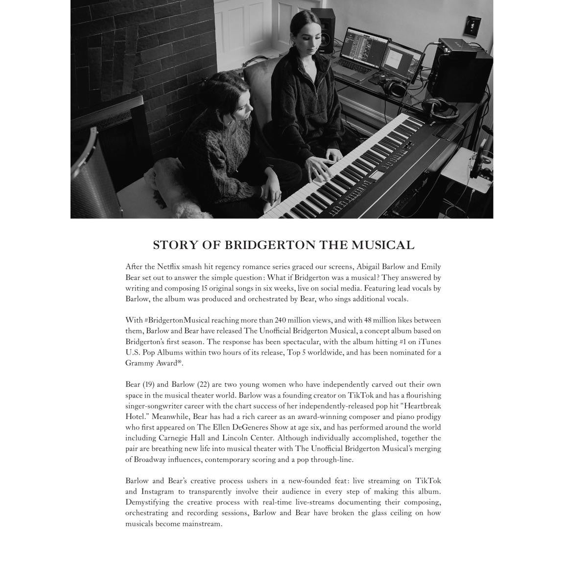 Hal Leonard Barlow & Bear The Unofficial Bridgerton Musical songboek voor piano