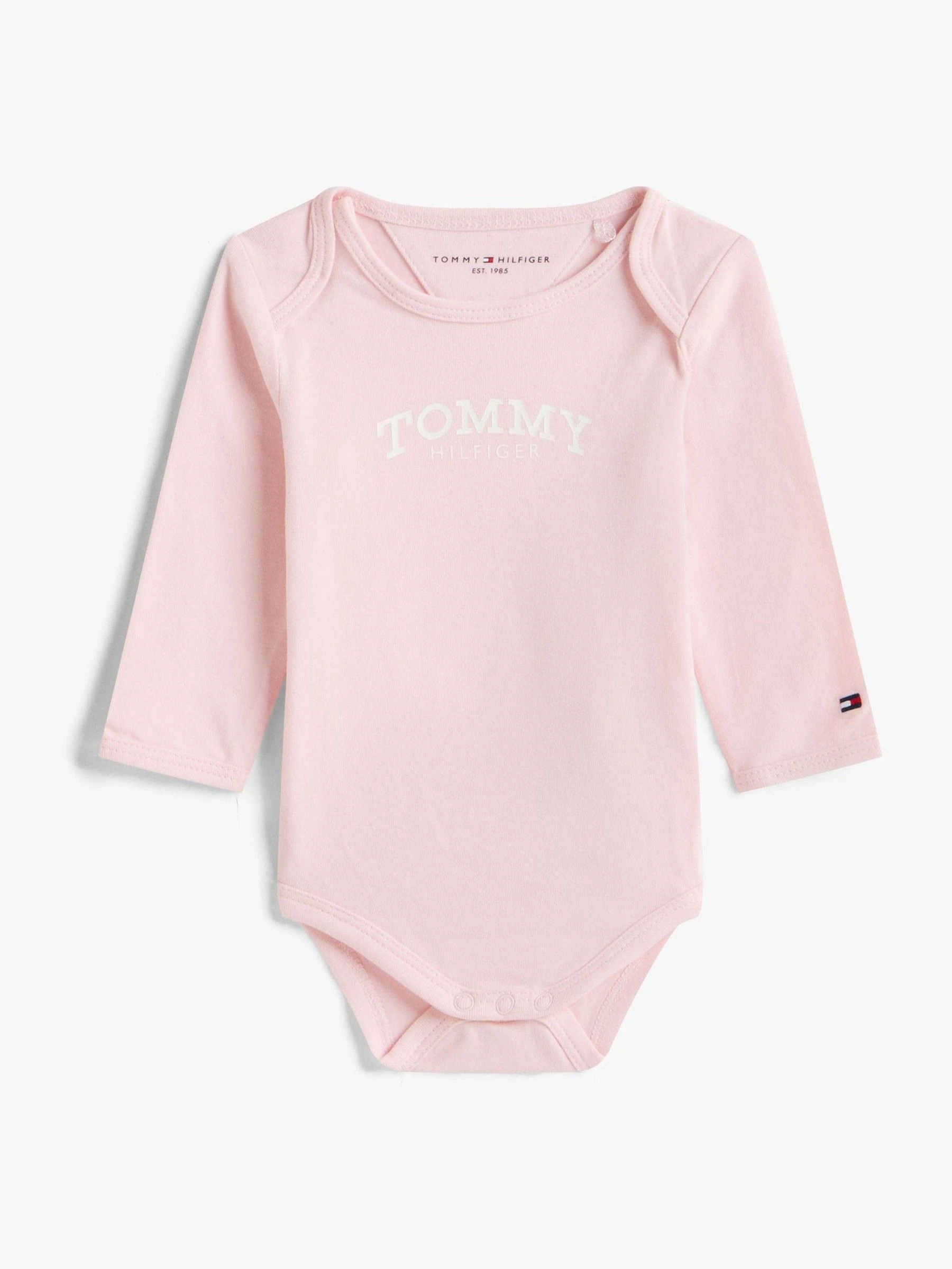 Roze - Tommy Hilfiger Logo Jersey Long Sleeve Bodysuit