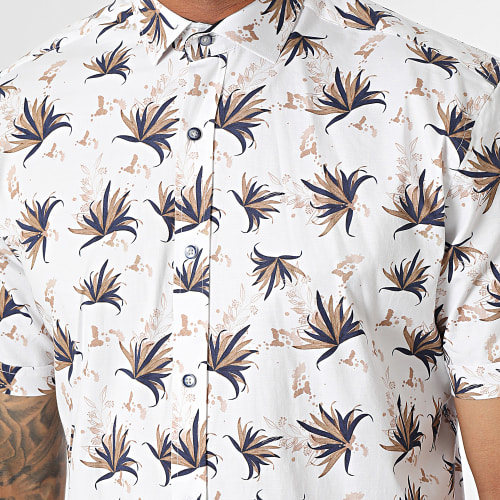 Chemise Manches Courtes Blanc Floral