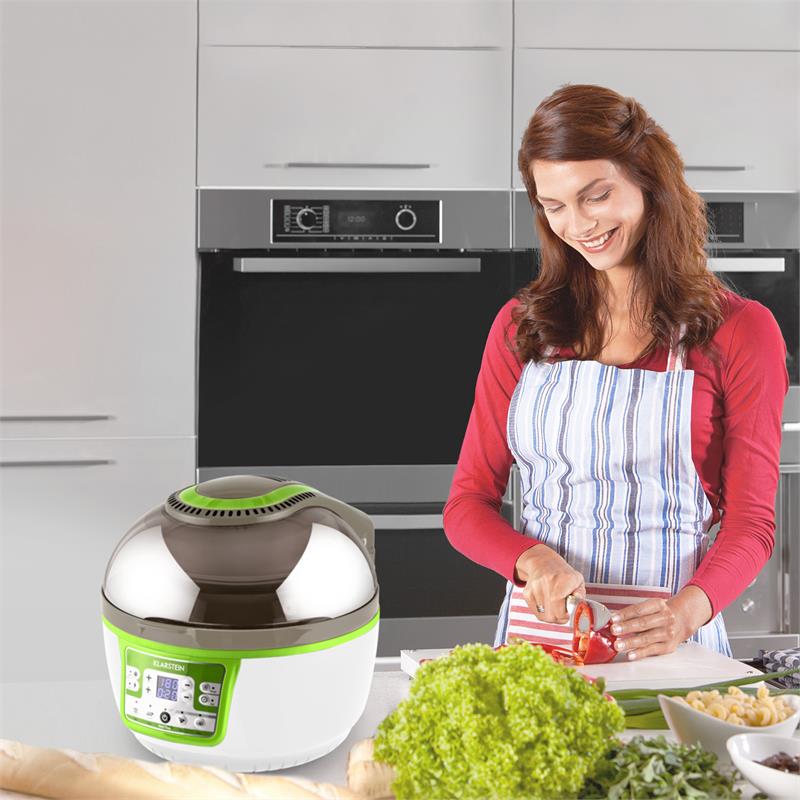 VitAir Turbo Heißluftfritteuse grün-weiß 1400W Grillen Backen 9l Grün