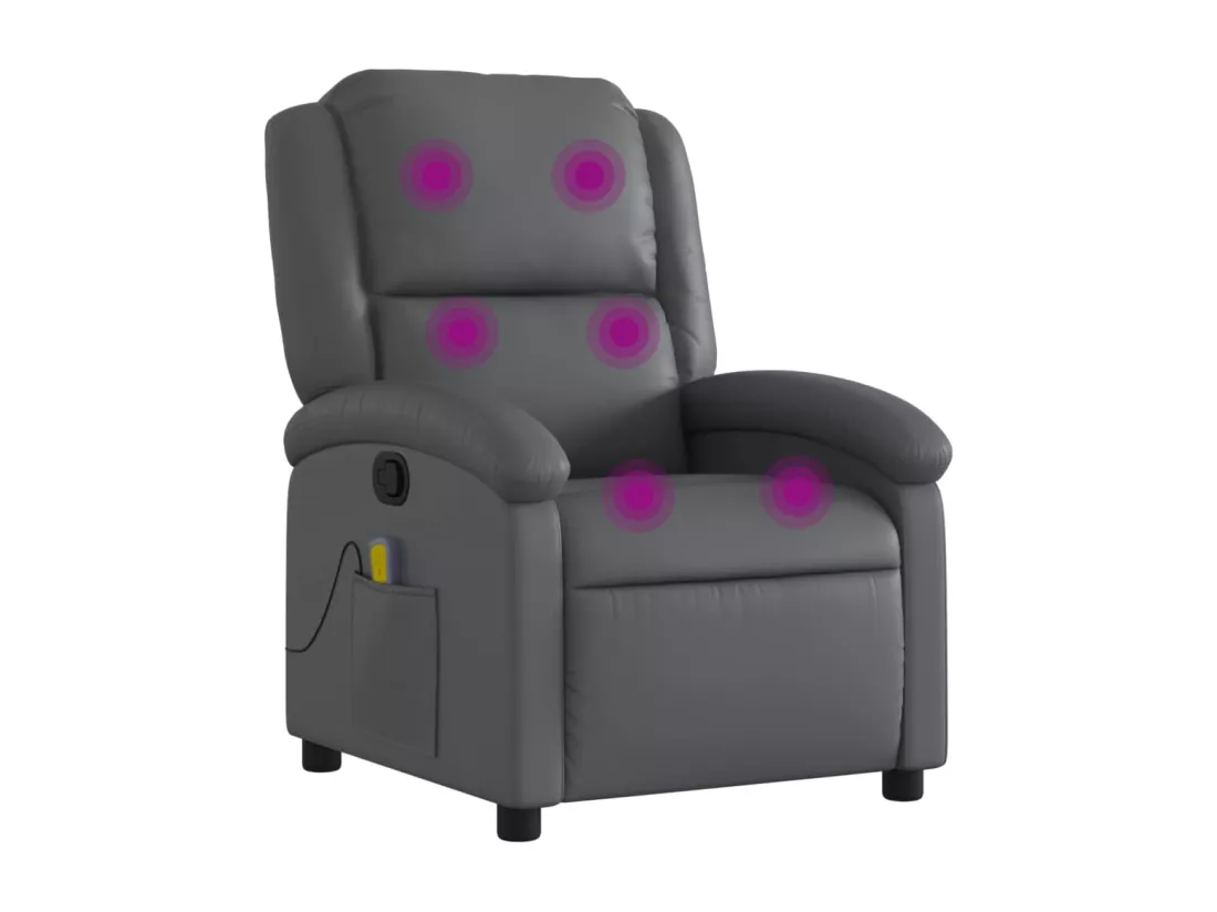 Fauteuil massant inclinable Gris Similicuir