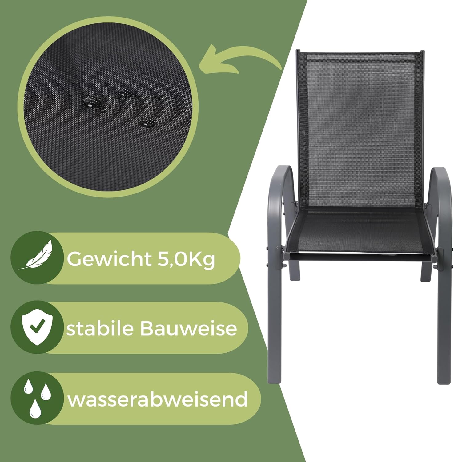 Albatros Gartenstühle 4er Set Kuba mit Sitzauflage – Gartenstühle Stapelbar mit robustem Metallgestell und hoher Belastbarkeit – Bequeme Stapelstühle auch als Terrassenstühle oder Balkonstühle