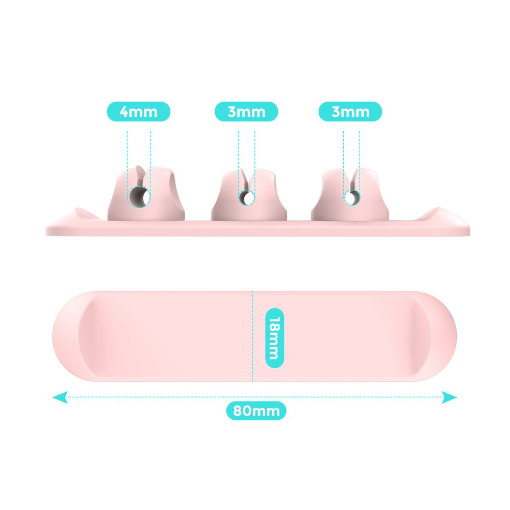 Selbstklebender Kabelhalter Vielzweck Kabelführung Organizer mit 3 Magnetischen Clips - Rosa