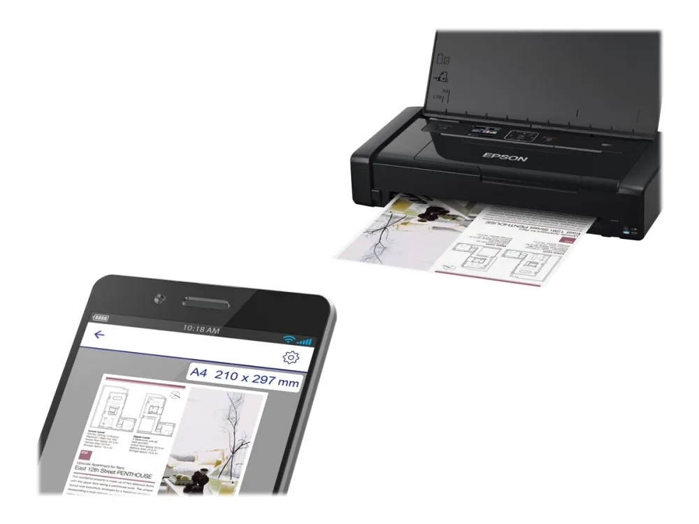 Epson WorkForce WF-110W - Printer - farve - blækprinter - A4 - 5760 x 1440 dpi - op til 7 spm (mono) / op til 4 spm (farve) - kapacitet: 20 ark - USB 2.0, Wi-Fi(n)