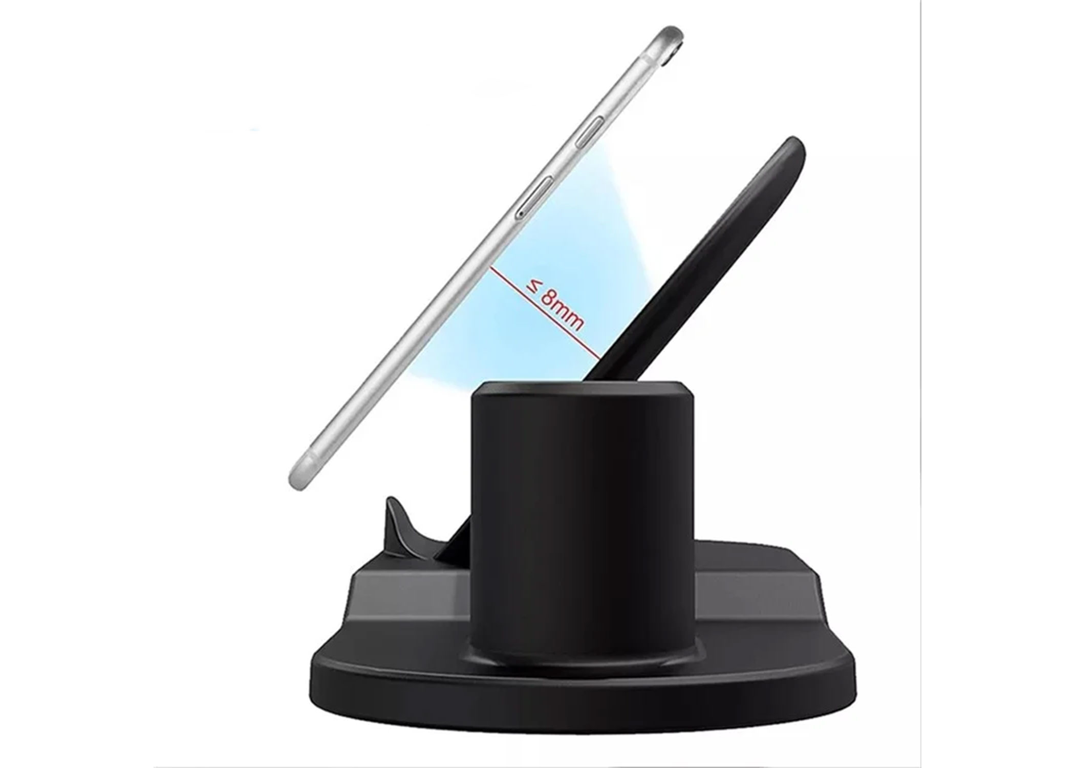 (10W) Smarte 3-in-1 iPhone / Apple Watch und AirPods Ladestation mit unsichtbarer 1080p Überwachungskamera   Micro SD Kartenslot - Schwarz