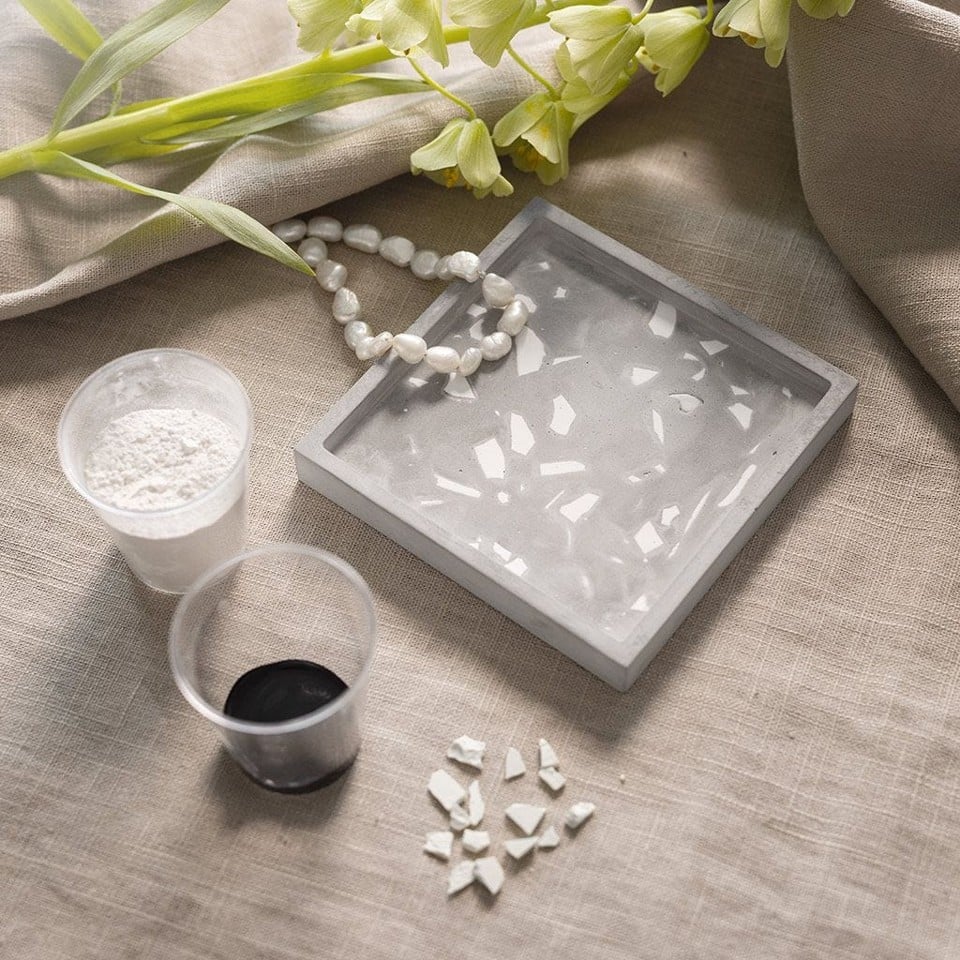 DIY Kit - Resin Støbning - Firkantet bakke med terrazzo