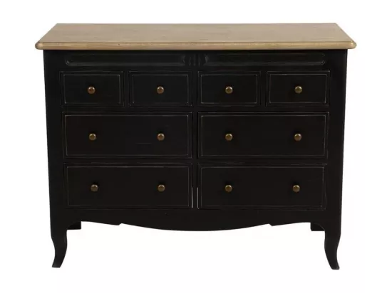 Commode 8 tiroirs Bois Noir - Manoir Interior's