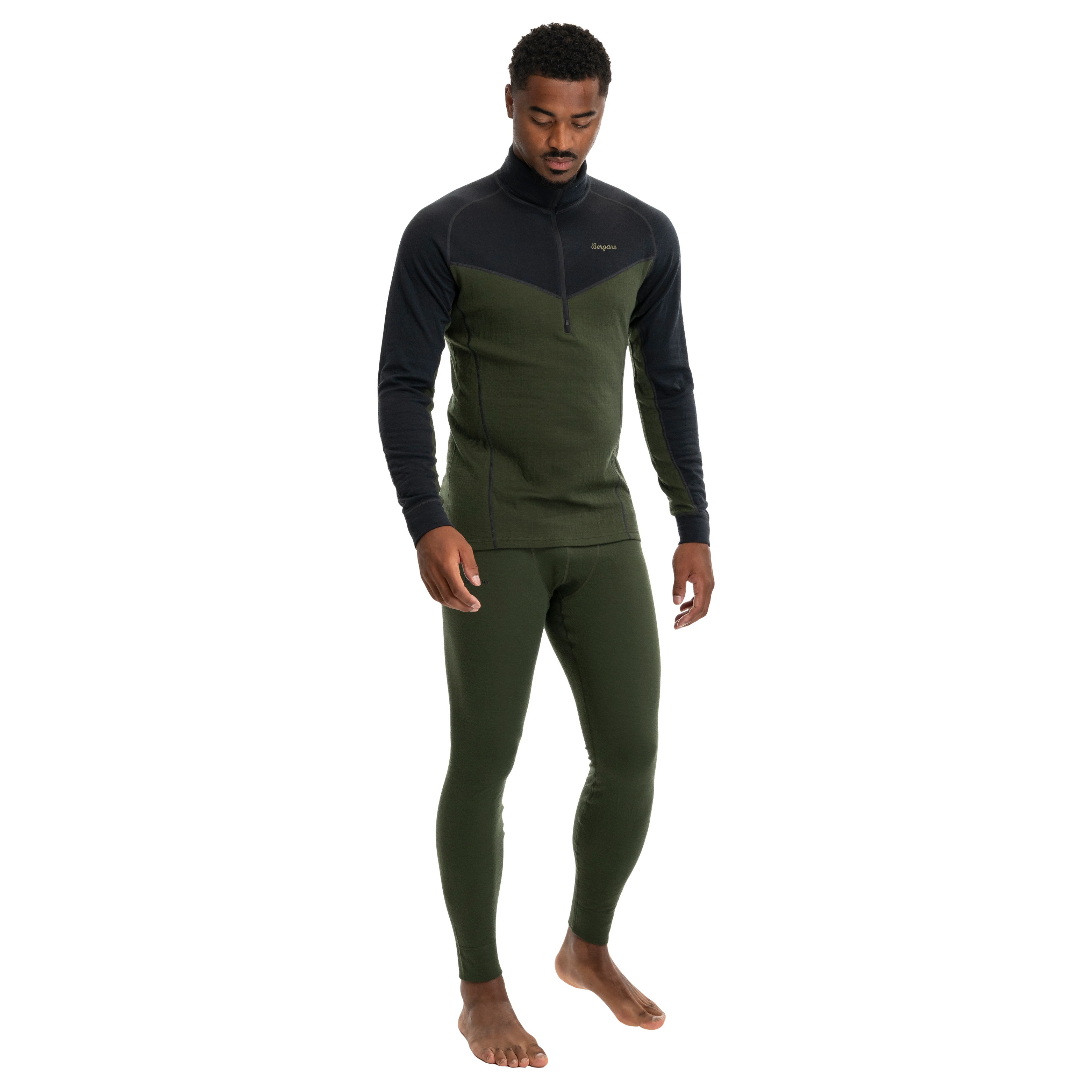 Inner:Dual Merino Half Zip Men Pine Forest / Dark Shadow Grey