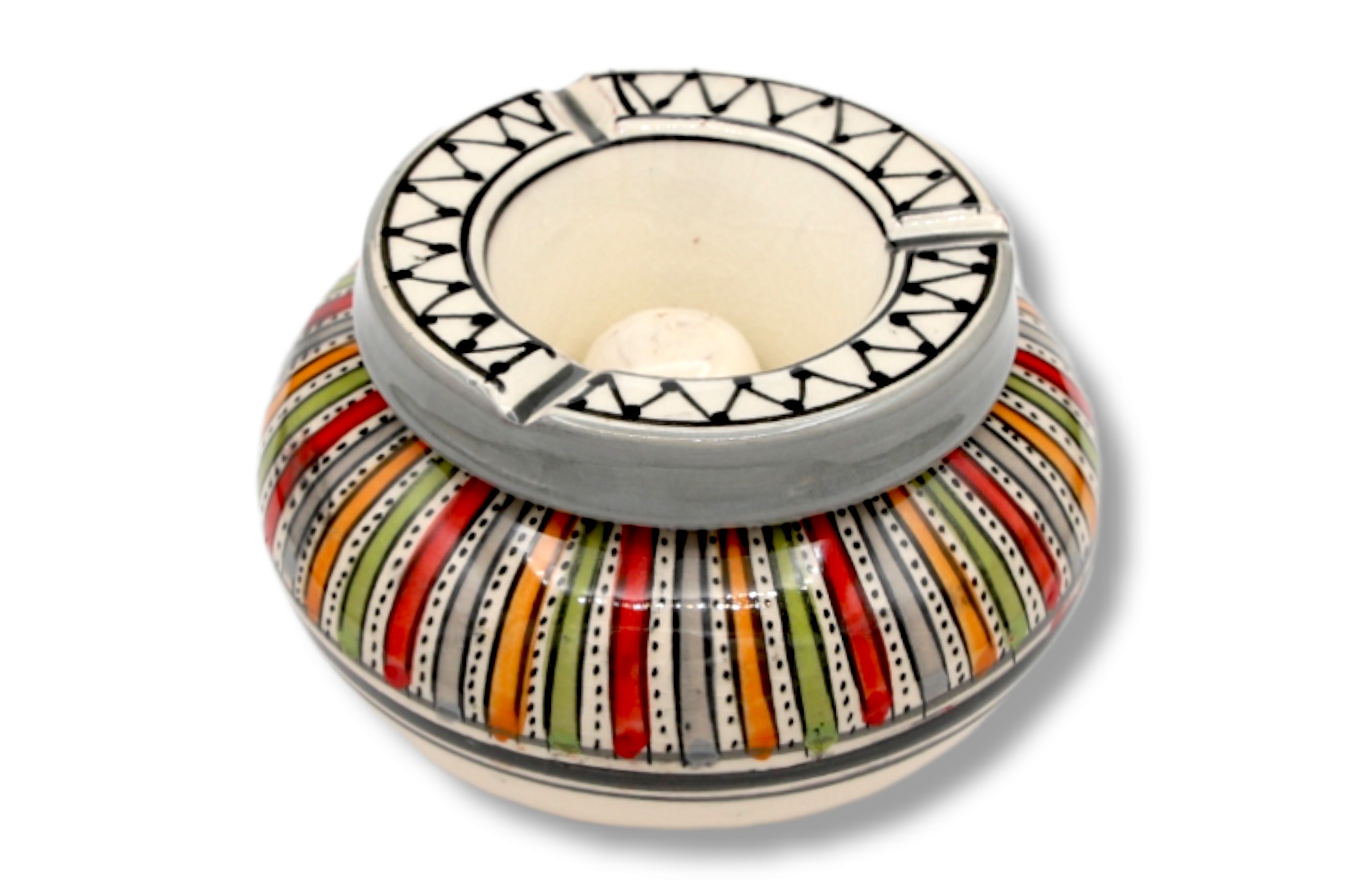 Keramik-Aschenbecher, weiß, multicolor, Ø 12 cm, H 8 cm günstig bestellen