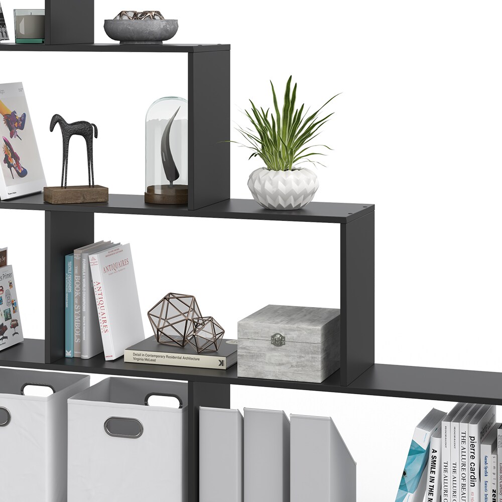 Vicco Treppenregal ASYM Raumteiler schwarz Bücherregal Standregal Aktenregal Hochregal Aufbewahrung Regal