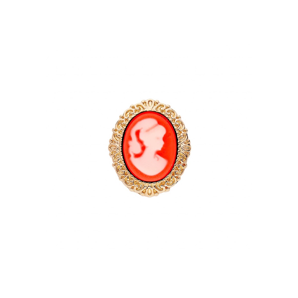 Broche Camée Corail - Plaqué or