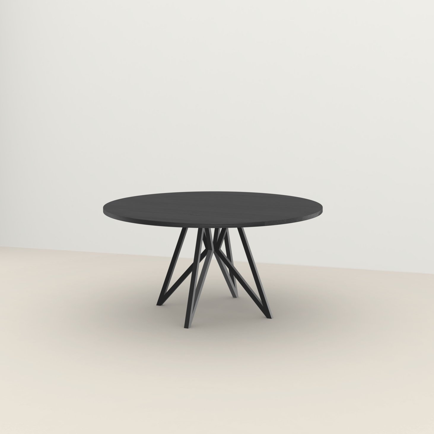 Studio HENK tafel Butterfly Rond Quadpod - zwart frame, zwarte beits ⌀150 | Zwarte Beits | Rechte Rand | Frame Zwart
