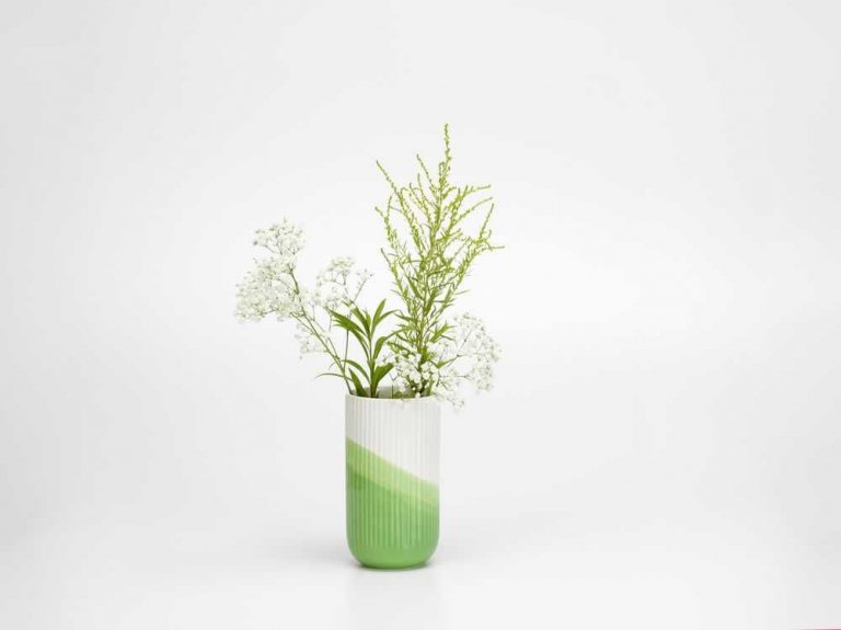 Vitra Herringbone Vessels vaas geribbeld geel