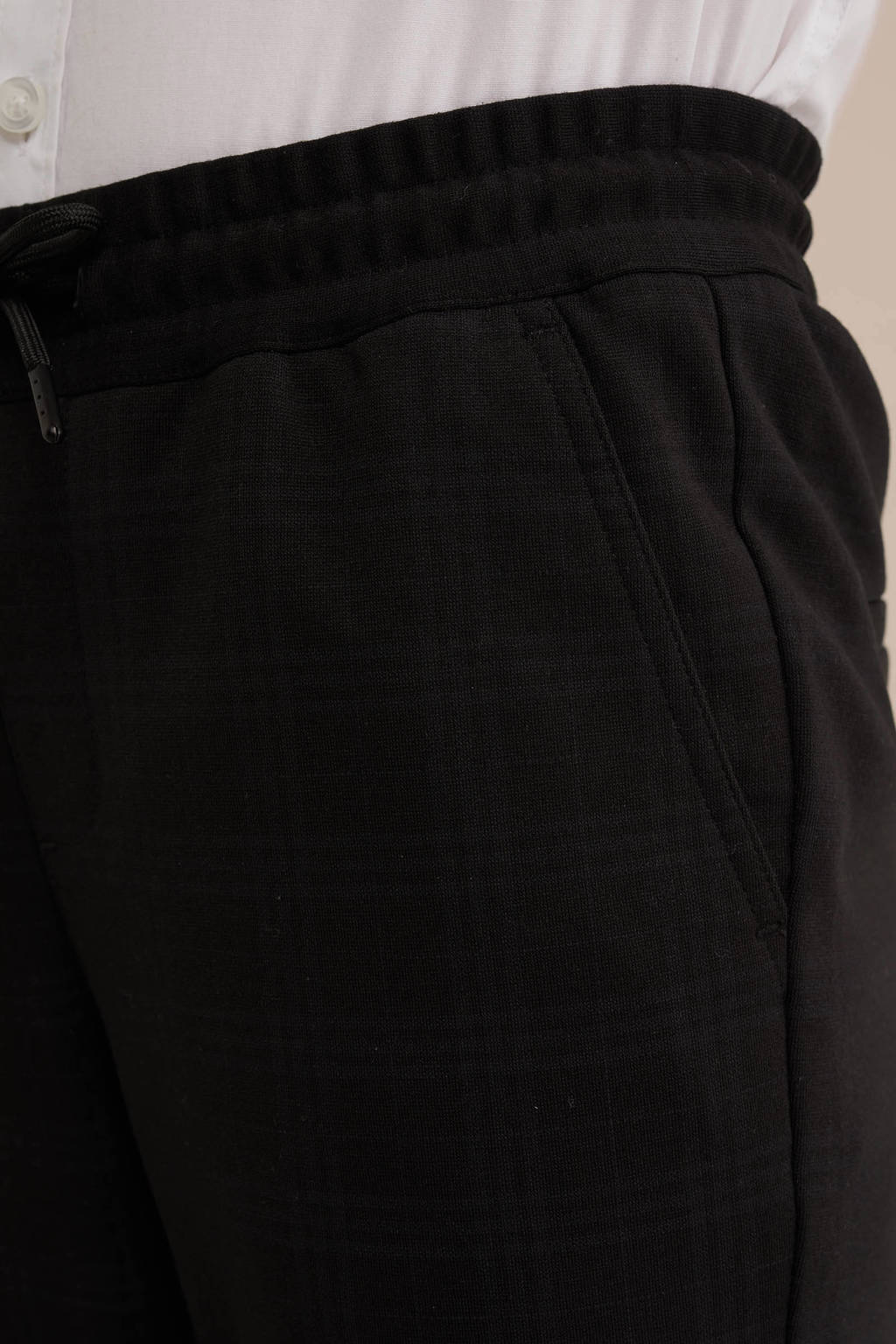 WE Fashion geruite slim fit broek zwart/antraciet