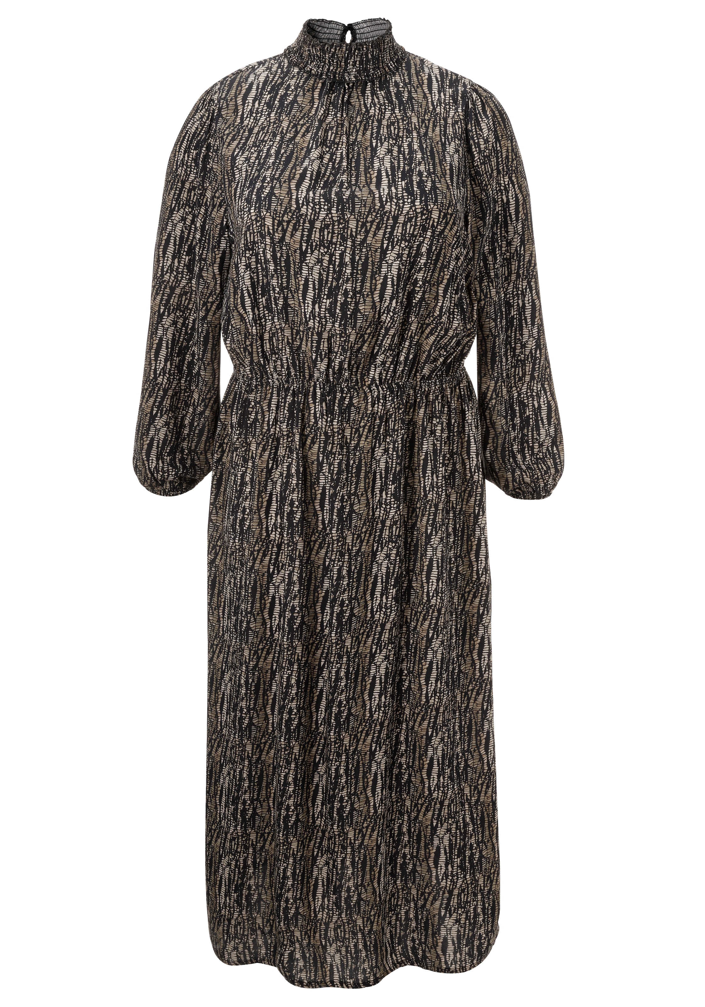 Aniston PLUS Druckkleid mit gesmoktem Stehtkragen - NEUE KOLLEKTION