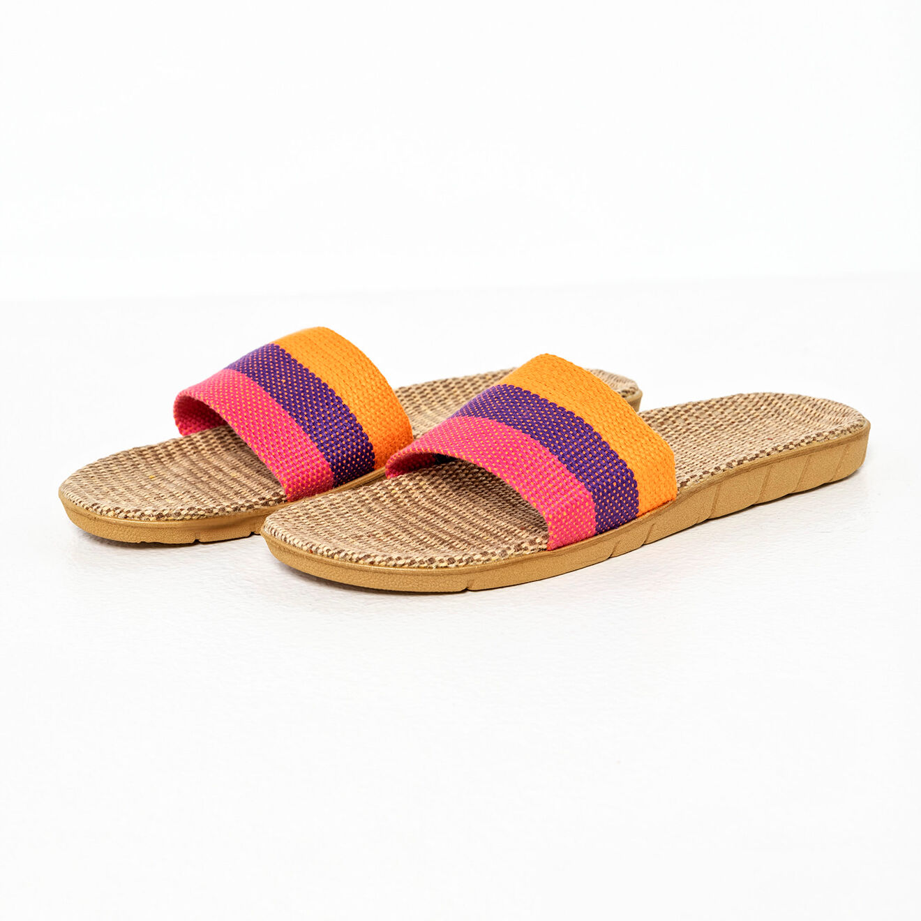 Funky Steps Mules Valeria en Toile violet/fuchsia/jaune/beige