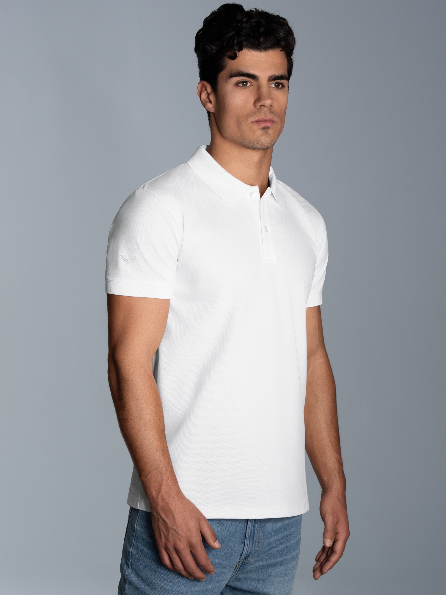 Slim Fit Poloshirt aus DELUXE-Piqué Weiss