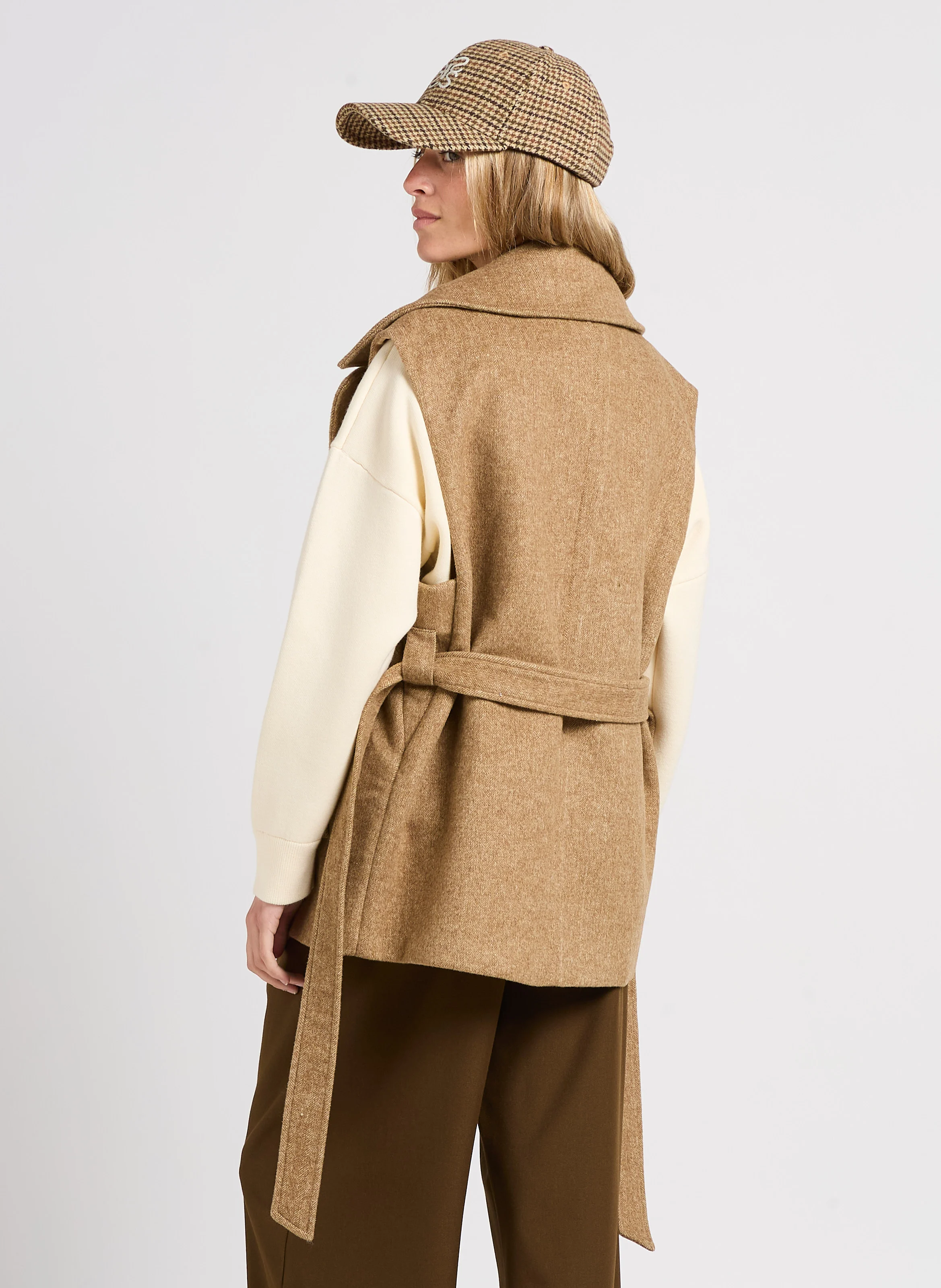 DIDA - Veste sans manches col tailleur | Marron