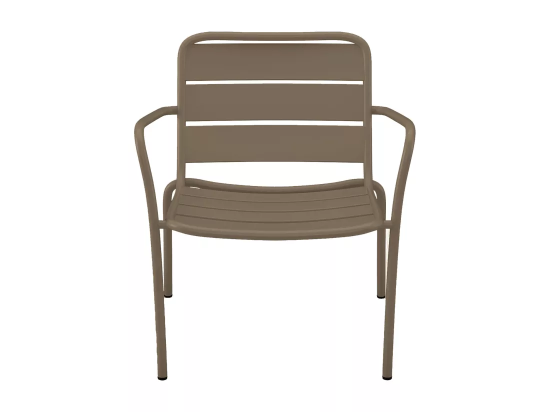 Fauteuil bas de jardin empilable en métal - Taupe - MIRMANDE de MYLIA