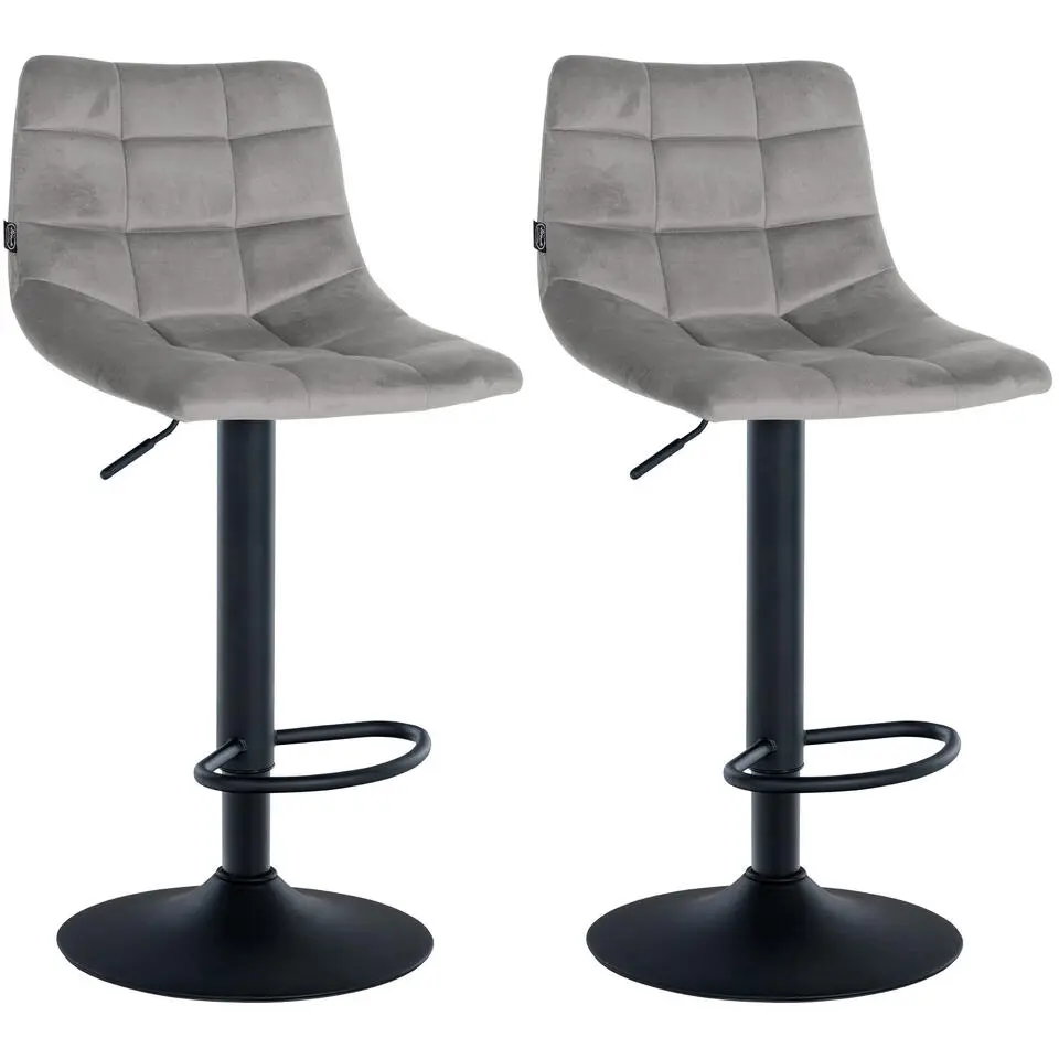 CLP Set van 2 Barkruk Jerry zwart Frame - Fluweel - grijs