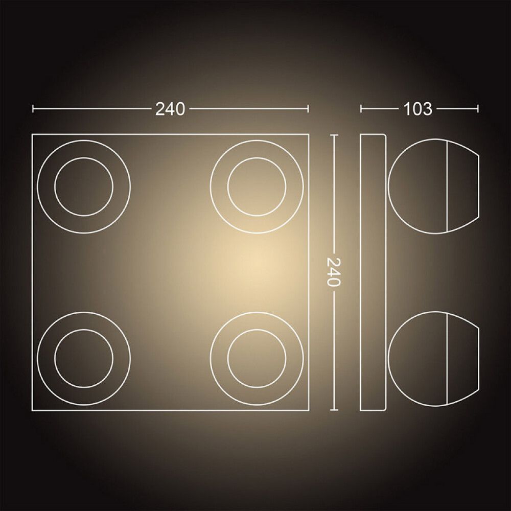 TAKSPOTLIGHT PHILIPS HUE BUCKRAM 4 LAMPER SVART
