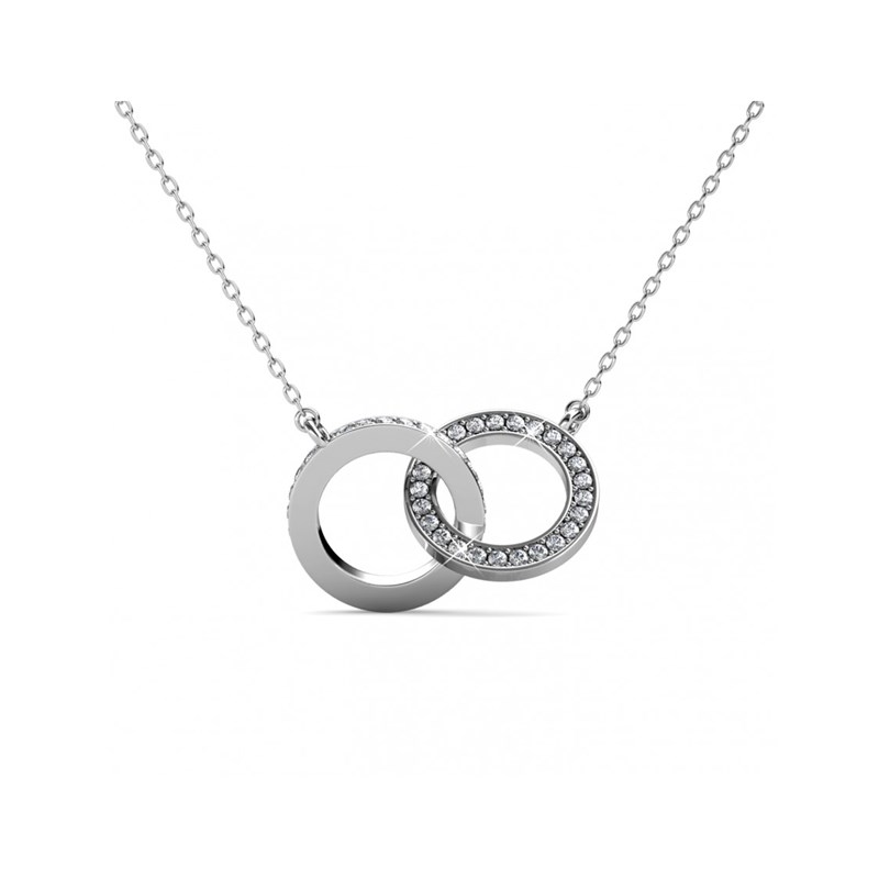 Collier Circle Twin - Argenté et Cristal