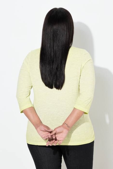 Shirt, Moin, V-Ausschnitt, 3/4-Arm, limettengrün
