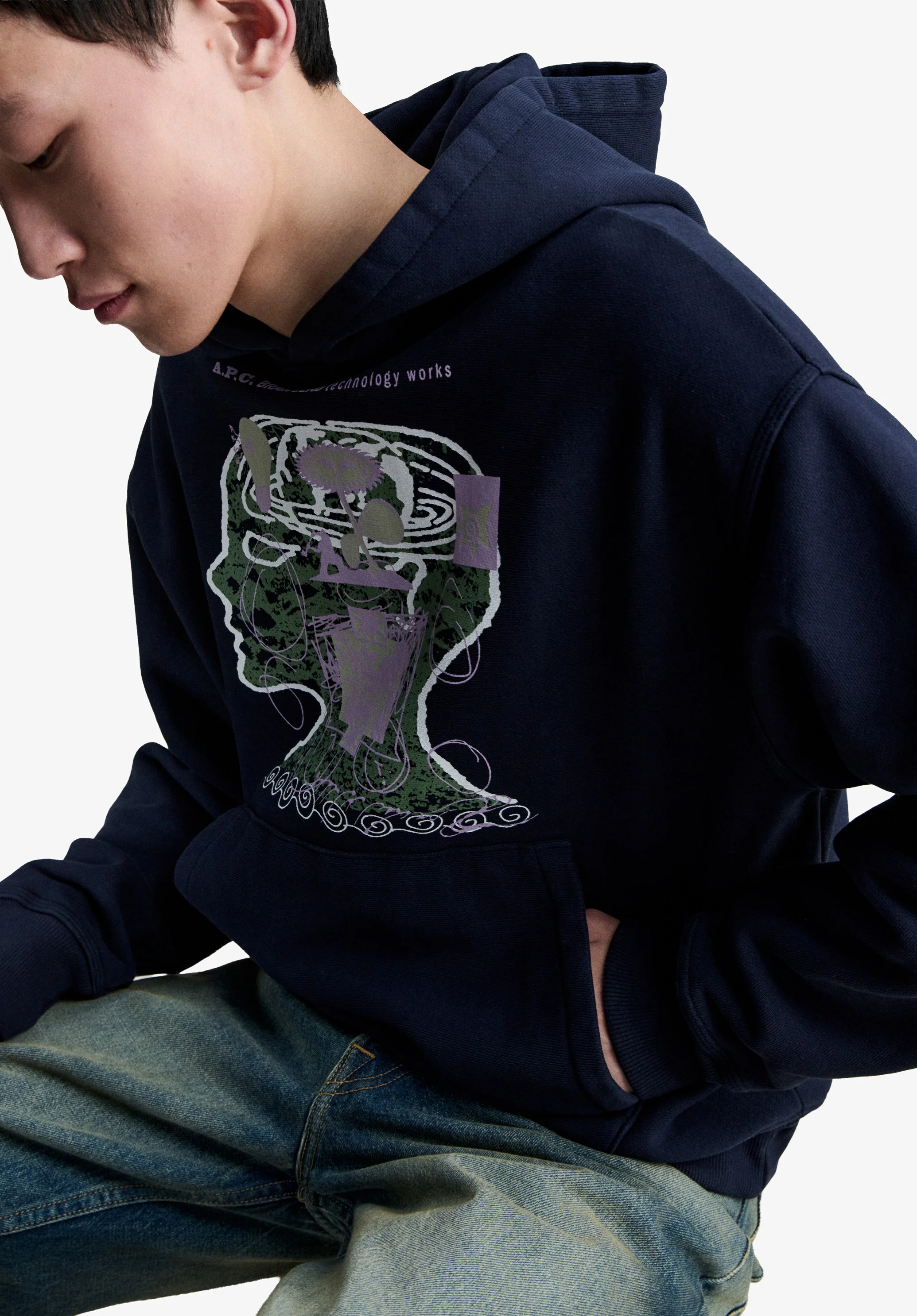 hoodie APC x BRAINDEAD 3 - Dark navy