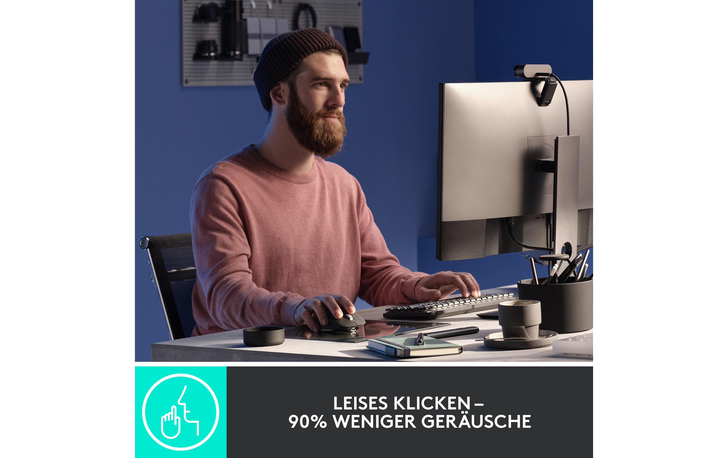 Maus MX Master 3S GraphiteKabellose Präzisionsmaus mit «Logitech Flow»-Technologie und leisen Klickgeräuschen